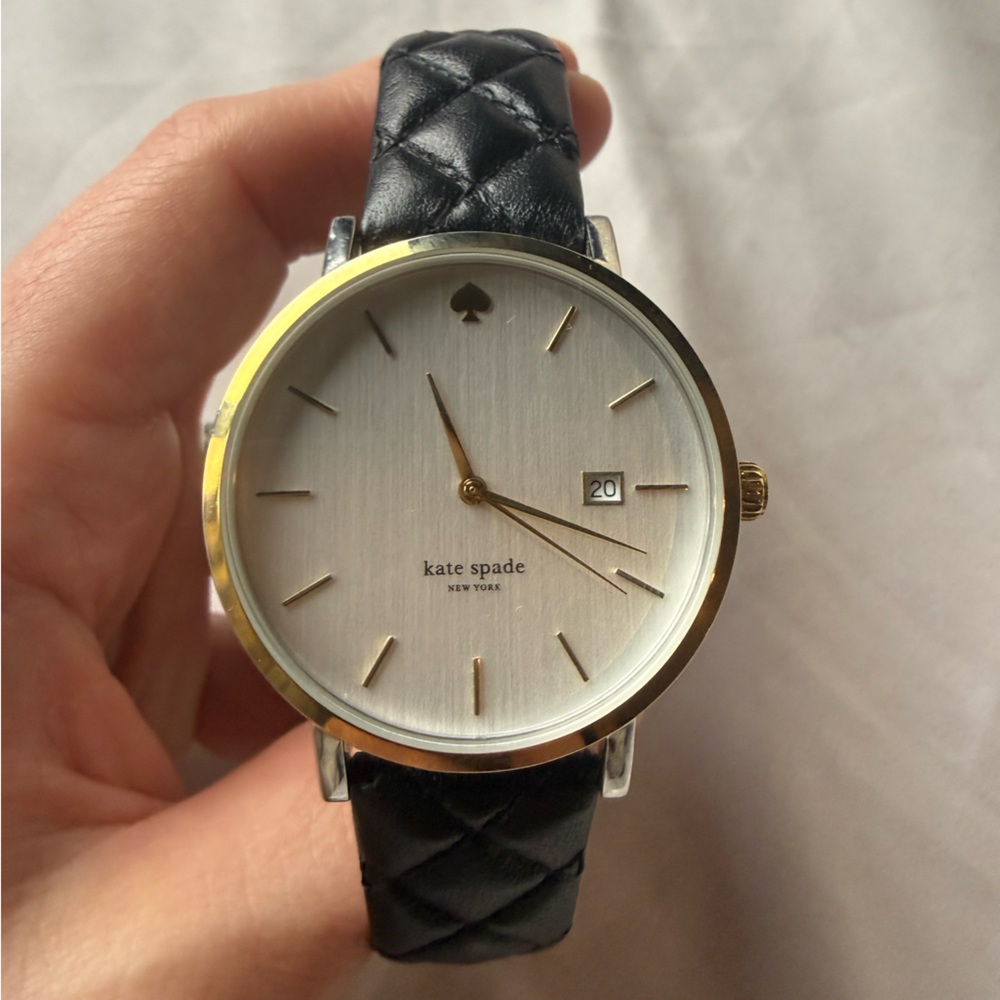 Kate Spade Black Quilted Leather Strap Watch - Picture 4 of 8